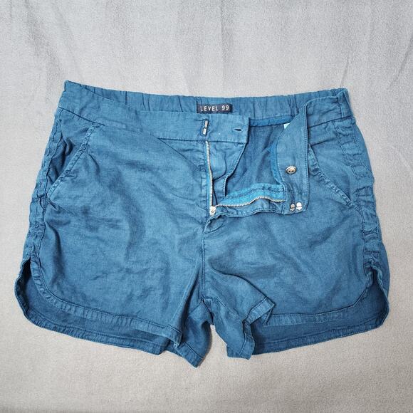 Anthropologie Level 99 Womens 31 Teal Blue Linen Blend Helen Trouser Shorts - Picture 6 of 14